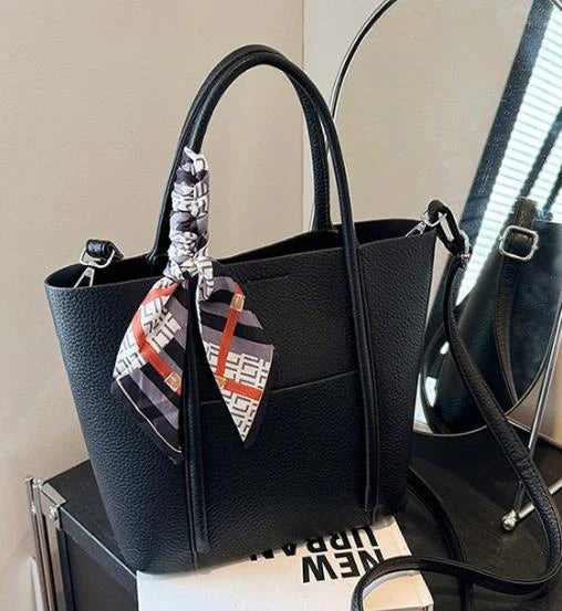 Elegant 2 Piece Tote Bag with Scarf Accent Curvy Ware-CR-049