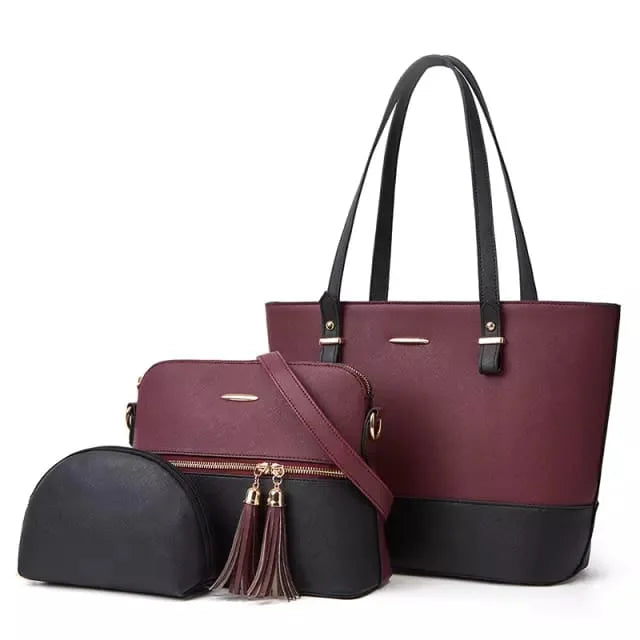 Curvy Ware 3-in-1 Women’s Leather Shoulder Bag Set