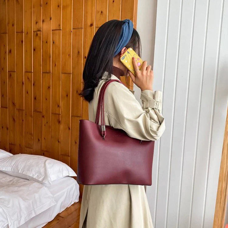 Ladies Luxury Tote Messenger Bag Double Strap Curvy Ware -CR-043