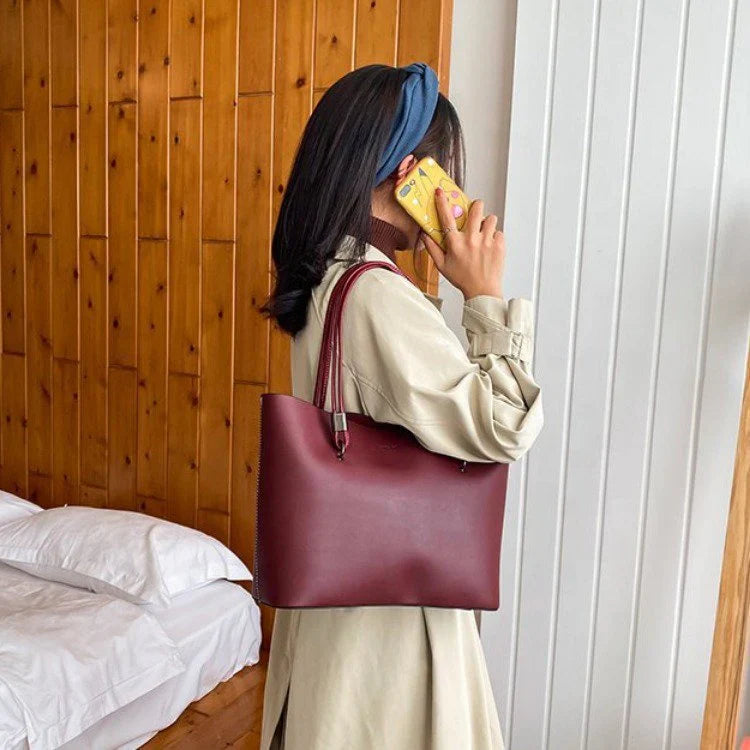 Ladies Luxury Tote Messenger Bag Double Strap Curvy Ware -CR-043