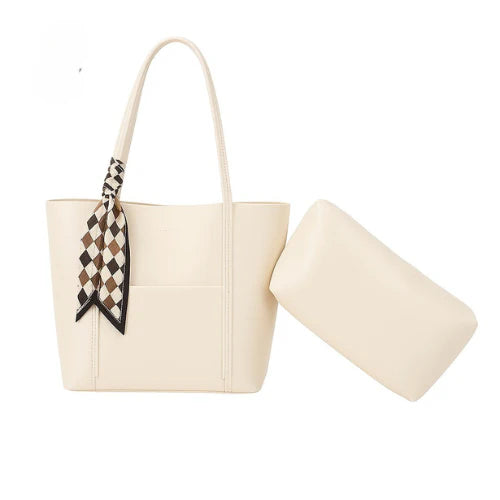 Elegant 2 Piece Tote Bag with Scarf Accent Curvy Ware-CR-049