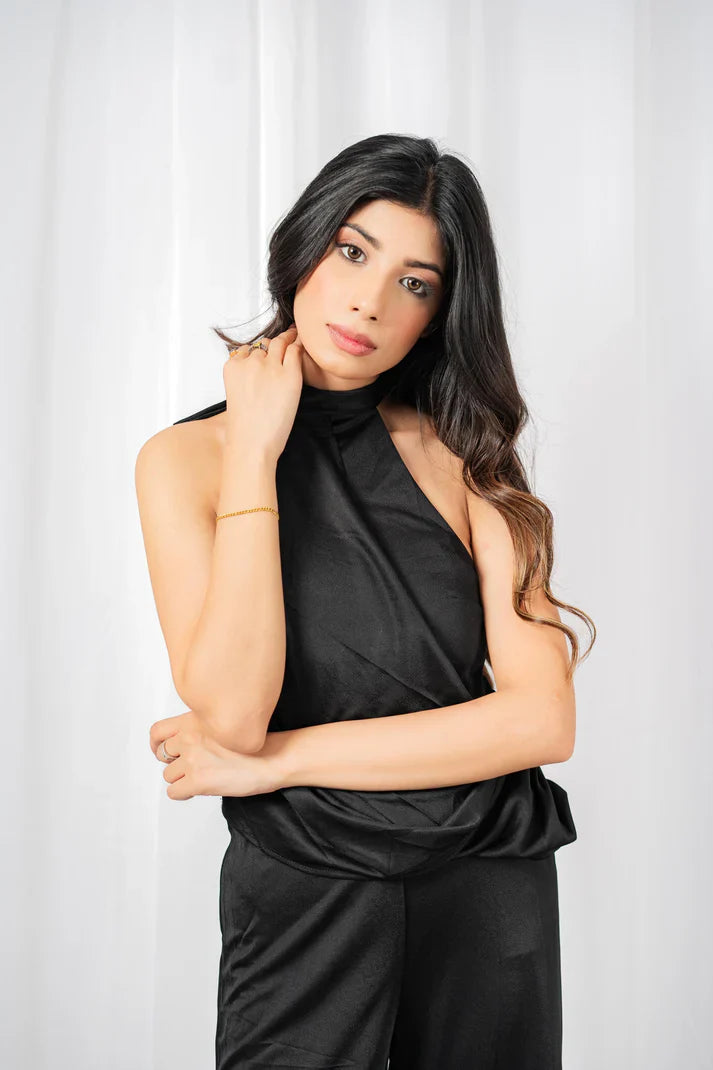 Curvy Ware Stripes Shoulder Wide Legs Jumpsuit For Women's (Imported)