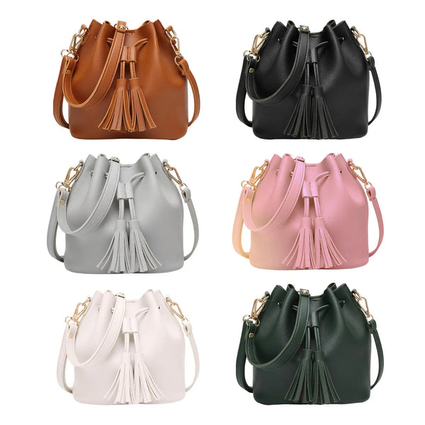 Women's Bucket Shoulder Bag Hobo Bag Drawstring Shoulder Handbags Ladies Handbags PU Leather Satchel 2 Way Bag for Winter Female