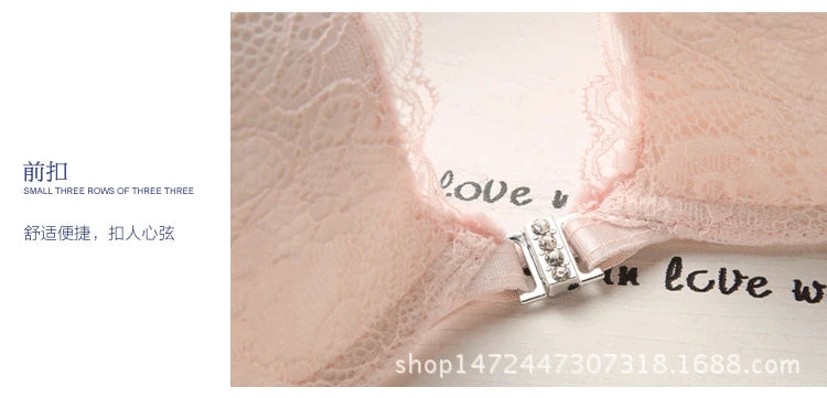 Japanese sexy lace back diamond front button underwear women's bra suit