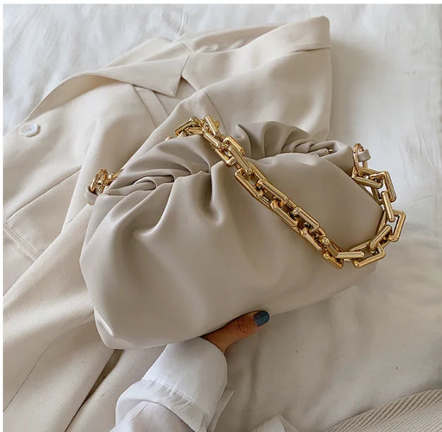 Gold Chain Shoulder Bags for Women 2020 Solid Color Luxury Cloud Bag Female Crossbody Messenger Handbags Lady Party Clutch