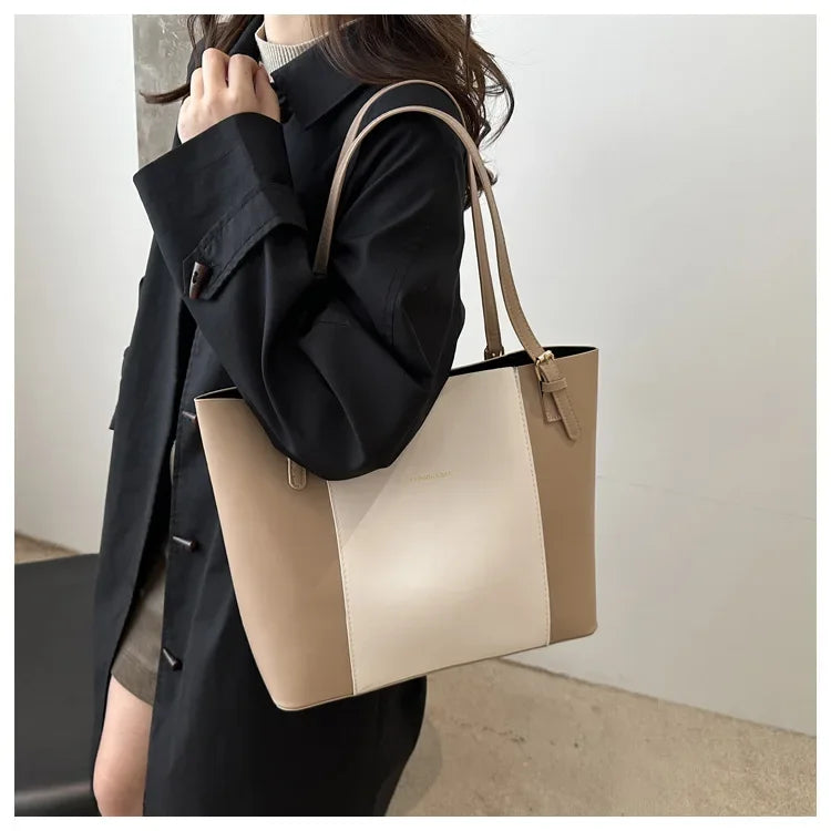 Retro Minimalist Large Capacity Commuter Bag Women's Winter New Fashion Handbag Shoulder Bag Tote Bag Soft Polyester Lining