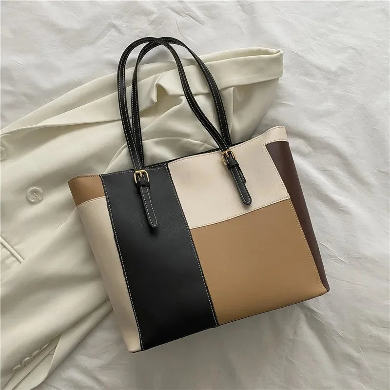 Casual Candy Color Spliced Women's Shoulder Bag Soft Surface Single Shoulder Bag Simple Handheld Bag Hip Hop Style Square Shape
