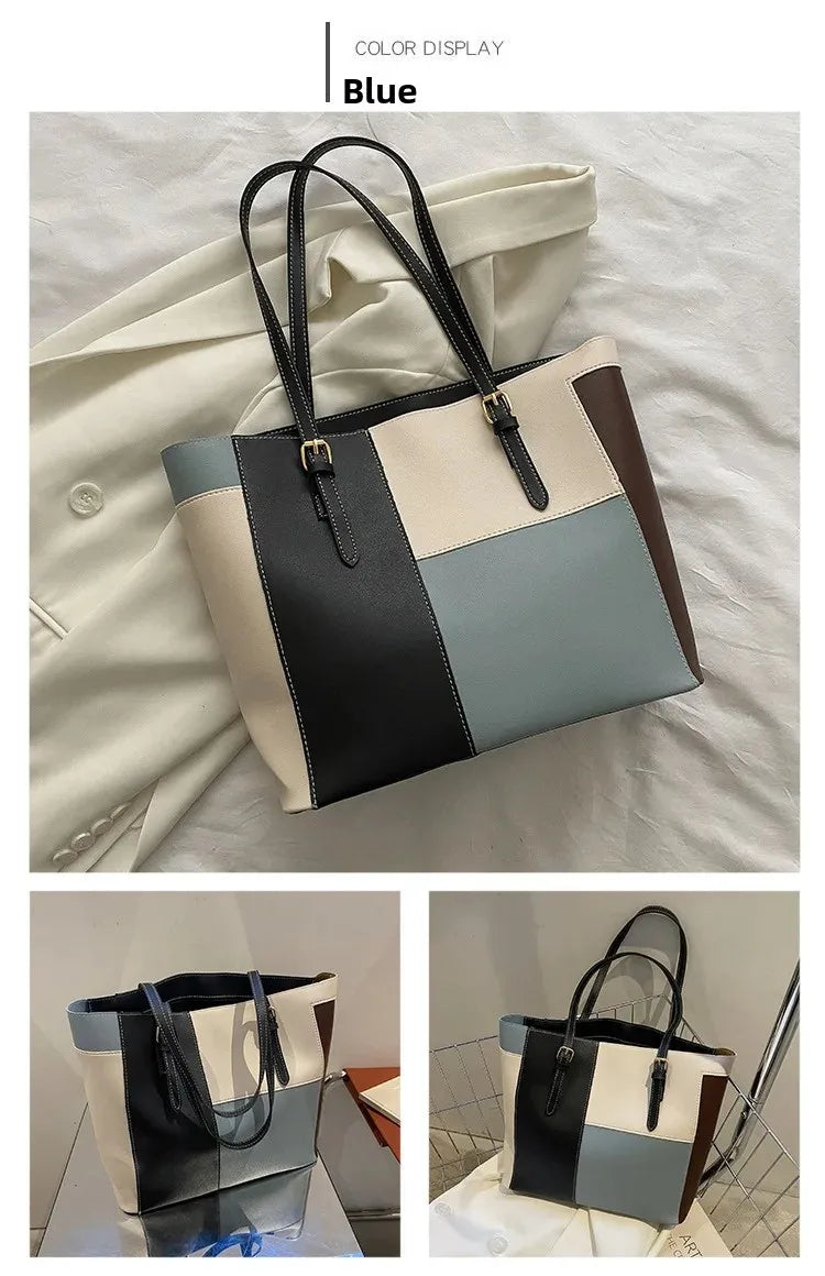 Casual Candy Color Spliced Women's Shoulder Bag Soft Surface Single Shoulder Bag Simple Handheld Bag Hip Hop Style Square Shape