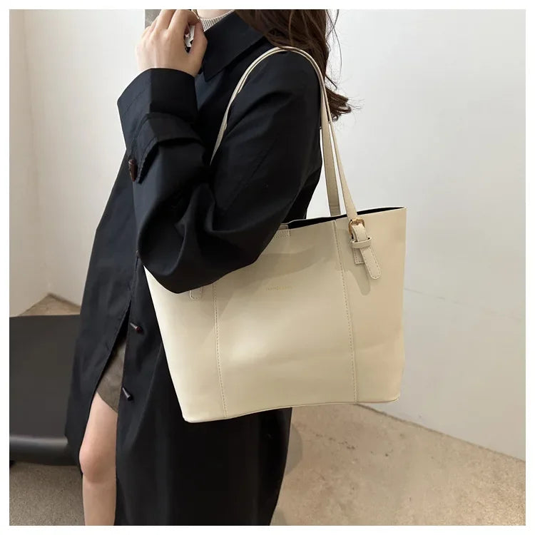 Retro Minimalist Large Capacity Commuter Bag Women's Winter New Fashion Handbag Shoulder Bag Tote Bag Soft Polyester Lining