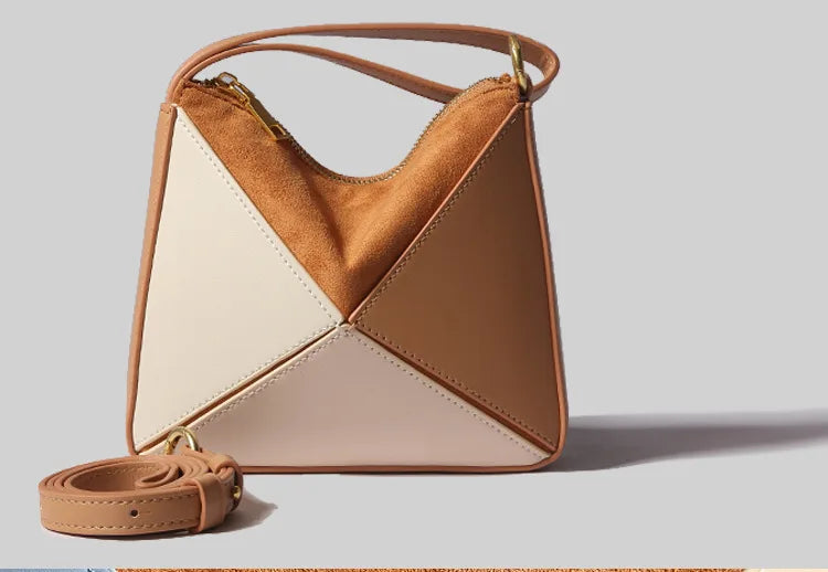 Turkey Style Designer Fold Trianglewomen's Handbag Winter Patchwork Candy Color Versatile Unique Leisure Female Bags