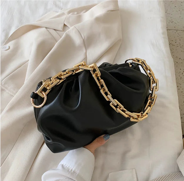 Gold Chain Shoulder Bags for Women 2020 Solid Color Luxury Cloud Bag Female Crossbody Messenger Handbags Lady Party Clutch