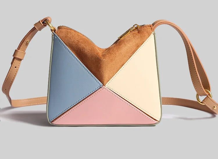 Turkey Style Designer Fold Trianglewomen's Handbag Winter Patchwork Candy Color Versatile Unique Leisure Female Bags