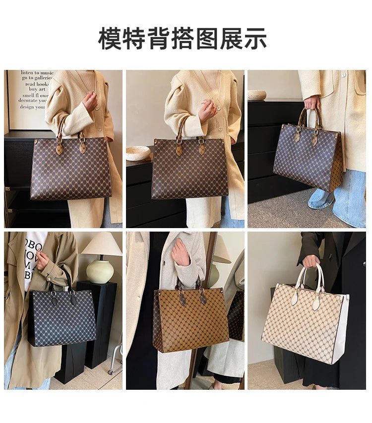 2025 new fashion portable shopping bag large capacity tote bag elegant fashion shoulder bag handbags women's large bag