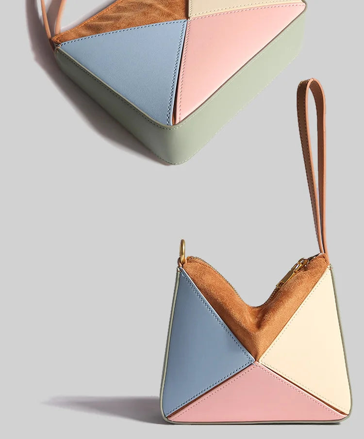 Turkey Style Designer Fold Trianglewomen's Handbag Winter Patchwork Candy Color Versatile Unique Leisure Female Bags
