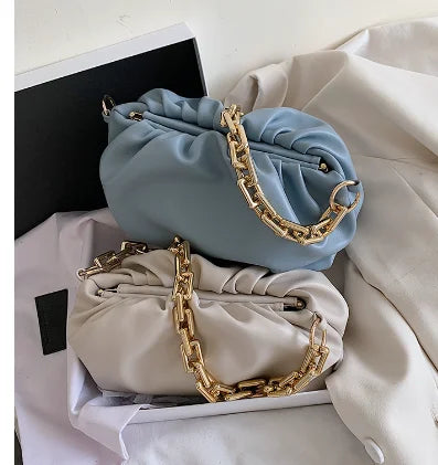 Gold Chain Shoulder Bags for Women 2020 Solid Color Luxury Cloud Bag Female Crossbody Messenger Handbags Lady Party Clutch