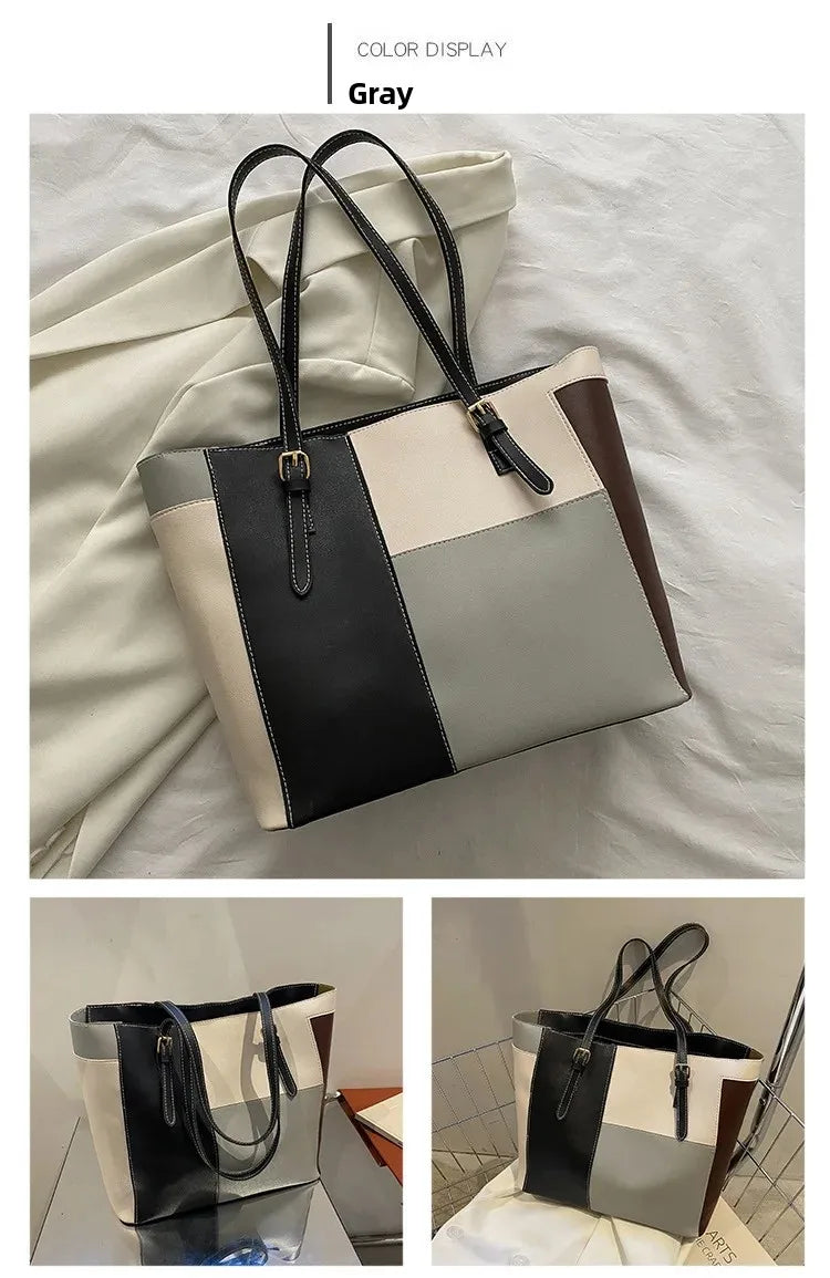 Casual Candy Color Spliced Women's Shoulder Bag Soft Surface Single Shoulder Bag Simple Handheld Bag Hip Hop Style Square Shape