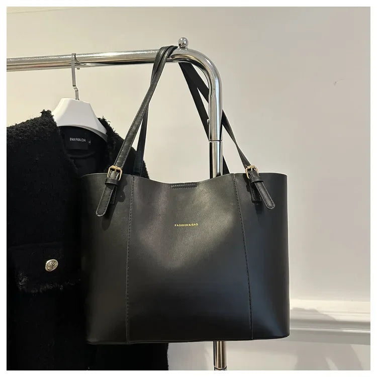 Retro Minimalist Large Capacity Commuter Bag Women's Winter New Fashion Handbag Shoulder Bag Tote Bag Soft Polyester Lining