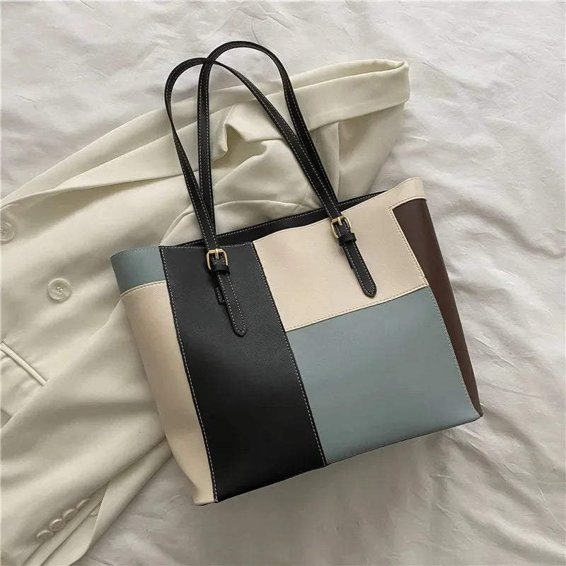 Casual Candy Color Spliced Women's Shoulder Bag Soft Surface Single Shoulder Bag Simple Handheld Bag Hip Hop Style Square Shape