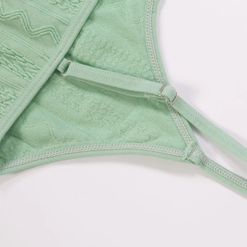 Spring Summer Langerie Sets Sexy Underwears Women Micro Underwear Solid Color Wearing Outside Women's Bra and Panties Sets Below