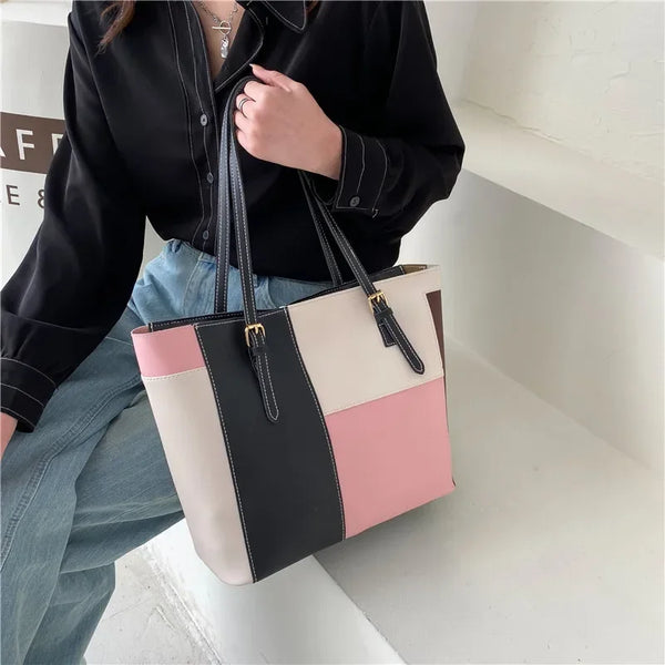 Casual Candy Color Spliced Women's Shoulder Bag Soft Surface Single Shoulder Bag Simple Handheld Bag Hip Hop Style Square Shape
