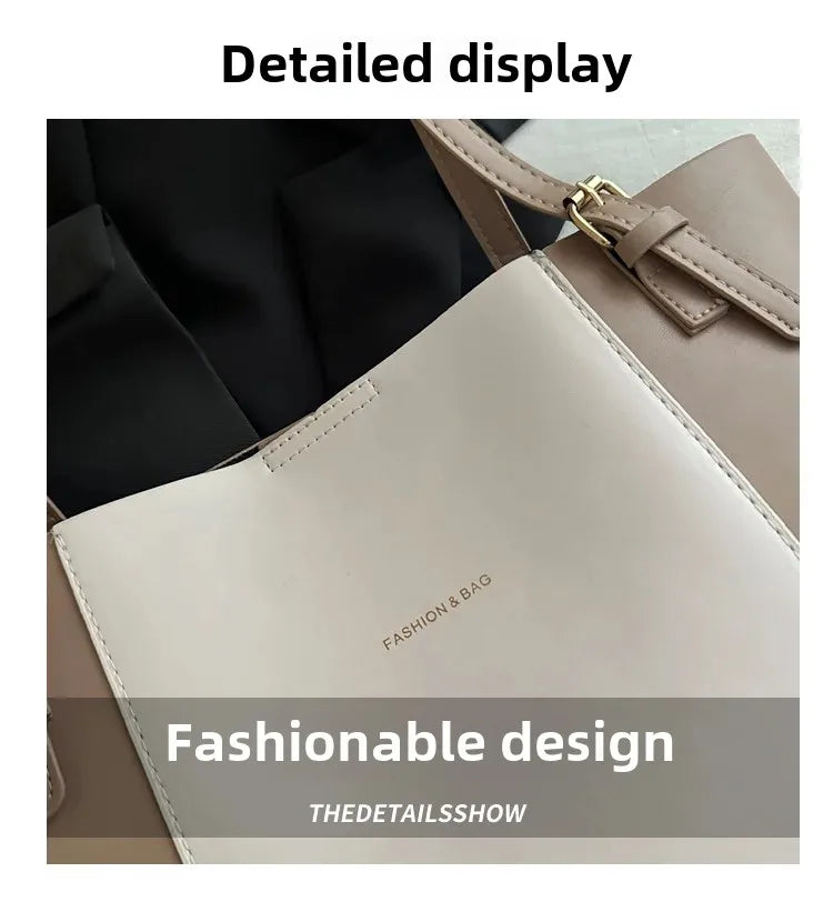 Retro Minimalist Large Capacity Commuter Bag Women's Winter New Fashion Handbag Shoulder Bag Tote Bag Soft Polyester Lining