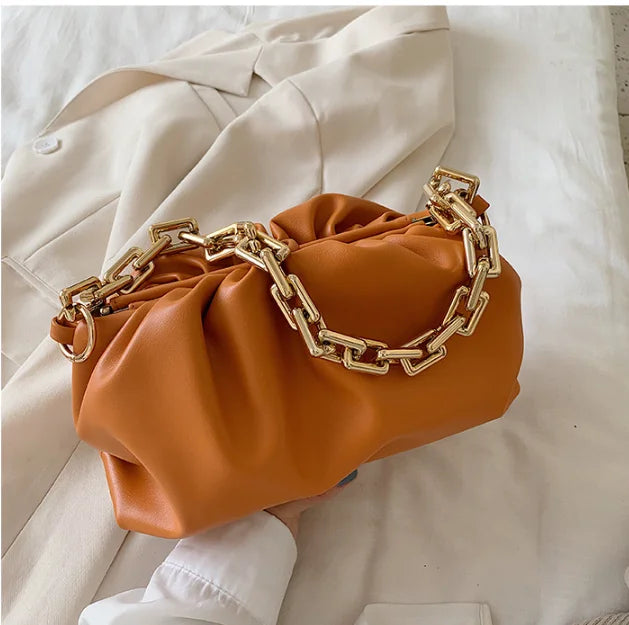 Gold Chain Shoulder Bags for Women 2020 Solid Color Luxury Cloud Bag Female Crossbody Messenger Handbags Lady Party Clutch