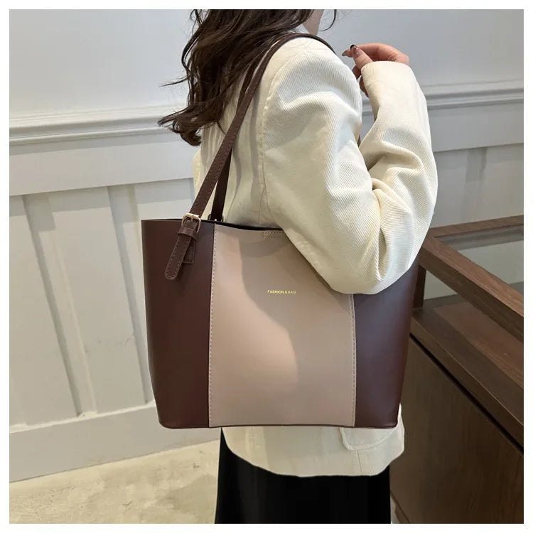 Retro Minimalist Large Capacity Commuter Bag Women's Winter New Fashion Handbag Shoulder Bag Tote Bag Soft Polyester Lining