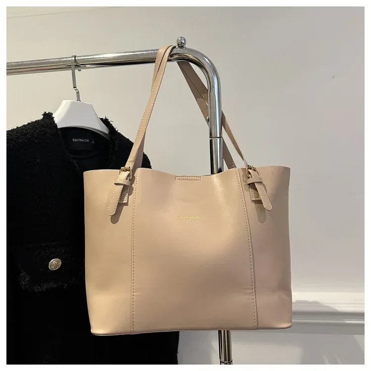 Retro Minimalist Large Capacity Commuter Bag Women's Winter New Fashion Handbag Shoulder Bag Tote Bag Soft Polyester Lining