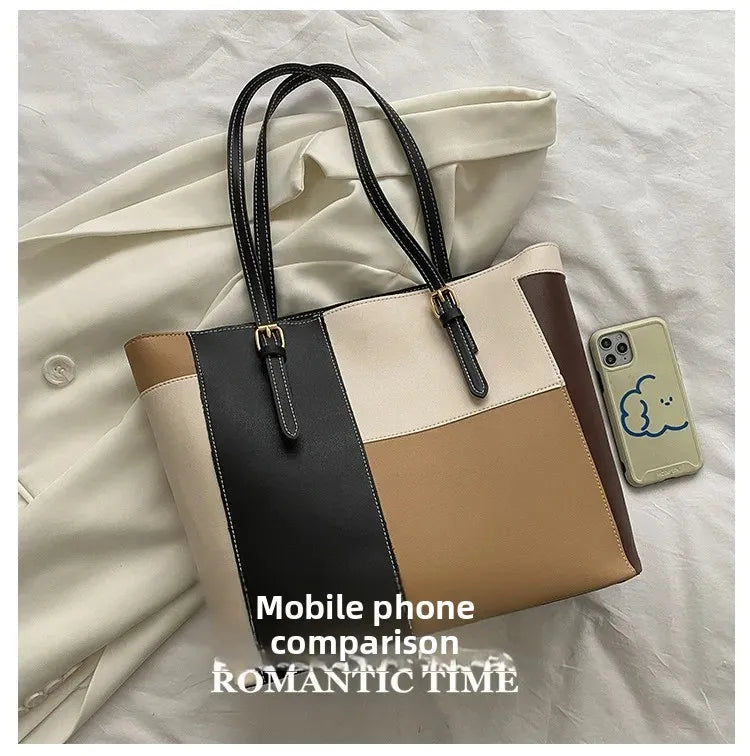 Casual Candy Color Spliced Women's Shoulder Bag Soft Surface Single Shoulder Bag Simple Handheld Bag Hip Hop Style Square Shape