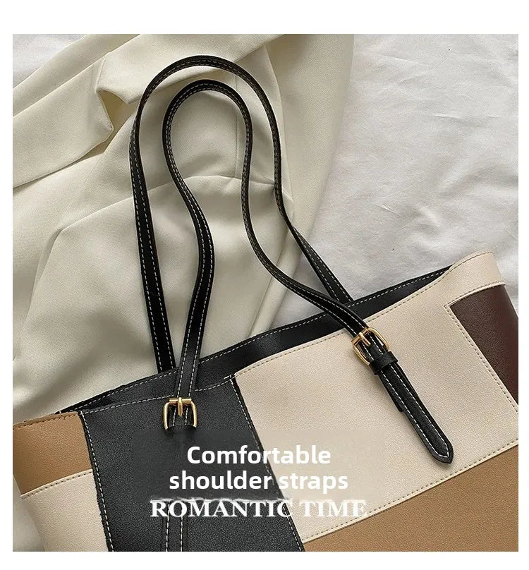 Casual Candy Color Spliced Women's Shoulder Bag Soft Surface Single Shoulder Bag Simple Handheld Bag Hip Hop Style Square Shape