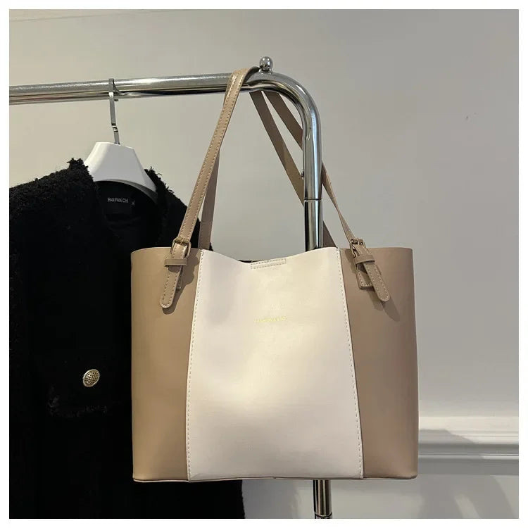 Retro Minimalist Large Capacity Commuter Bag Women's Winter New Fashion Handbag Shoulder Bag Tote Bag Soft Polyester Lining