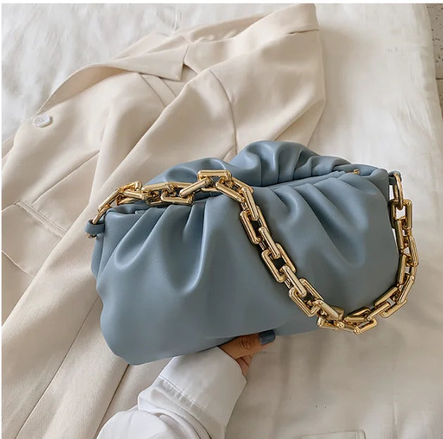 Gold Chain Shoulder Bags for Women 2020 Solid Color Luxury Cloud Bag Female Crossbody Messenger Handbags Lady Party Clutch