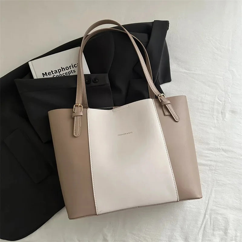 Retro Minimalist Large Capacity Commuter Bag Women's Winter New Fashion Handbag Shoulder Bag Tote Bag Soft Polyester Lining