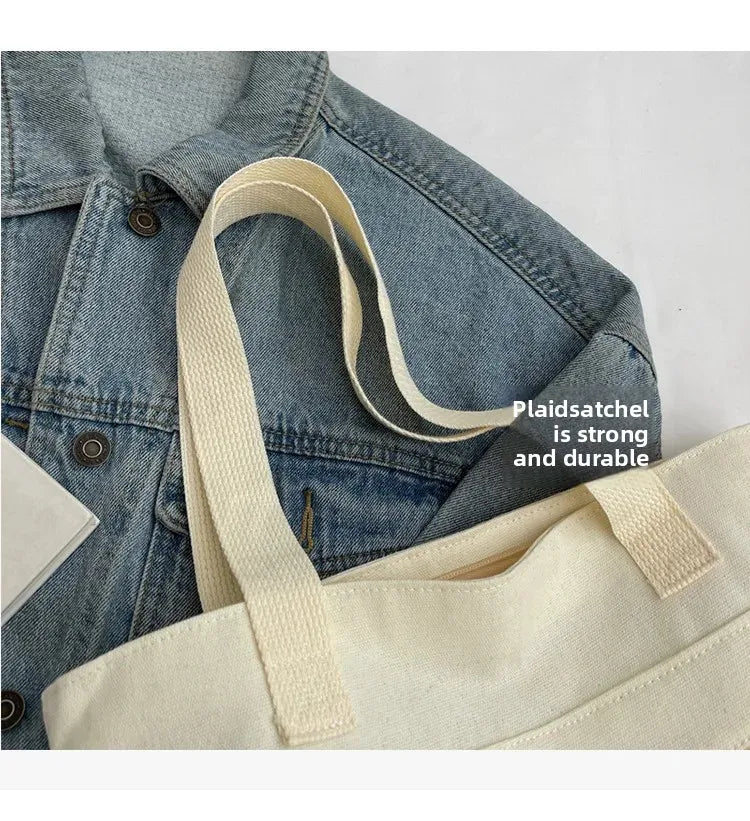 Women's Casual Canvas Shoulder Bag Multi-Pocket Vintage Forest System Practical Large Capacity Tote Bag Bucket Shape Zipper