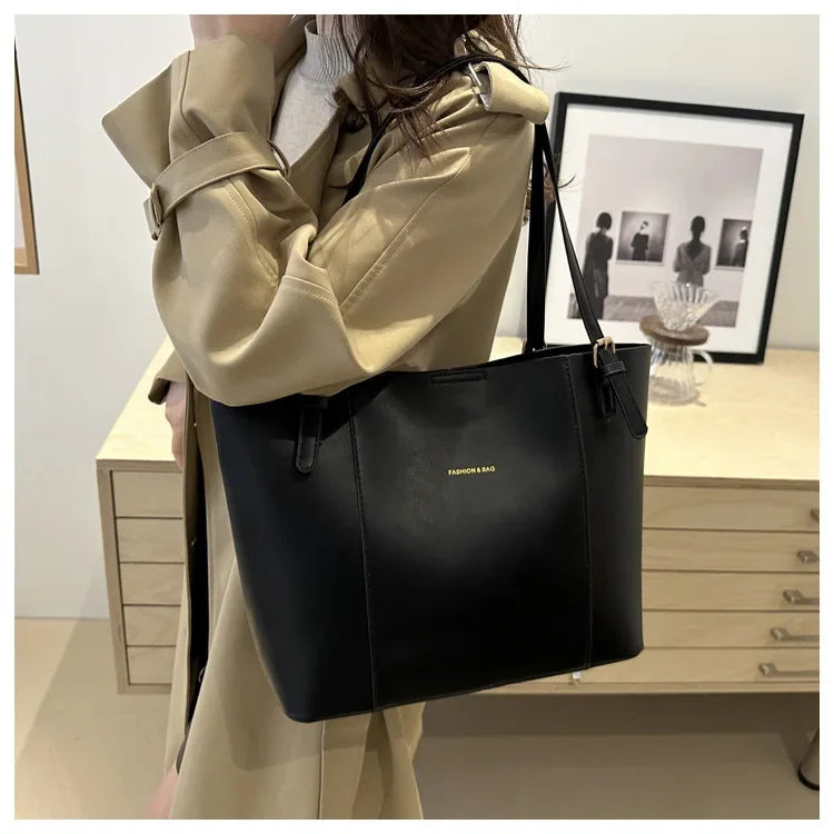 Retro Minimalist Large Capacity Commuter Bag Women's Winter New Fashion Handbag Shoulder Bag Tote Bag Soft Polyester Lining