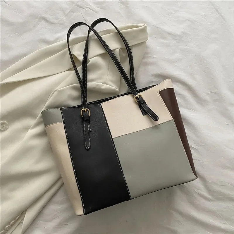 Casual Candy Color Spliced Women's Shoulder Bag Soft Surface Single Shoulder Bag Simple Handheld Bag Hip Hop Style Square Shape