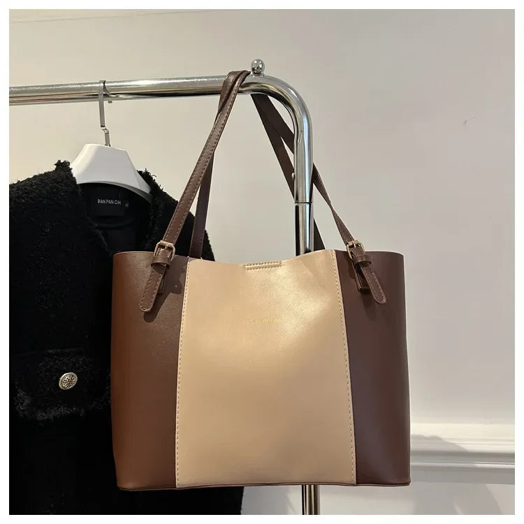 Retro Minimalist Large Capacity Commuter Bag Women's Winter New Fashion Handbag Shoulder Bag Tote Bag Soft Polyester Lining