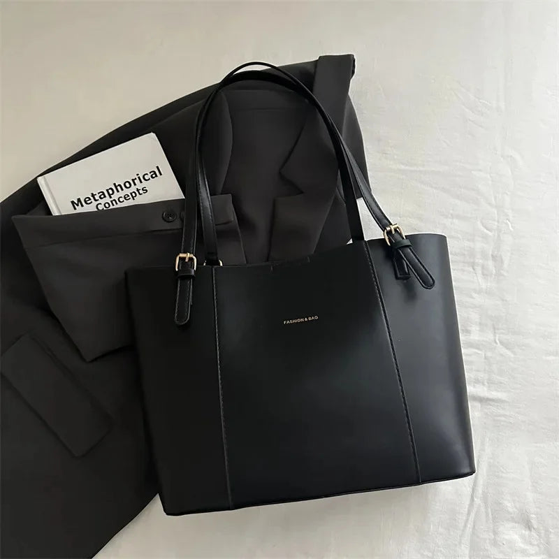 Retro Minimalist Large Capacity Commuter Bag Women's Winter New Fashion Handbag Shoulder Bag Tote Bag Soft Polyester Lining