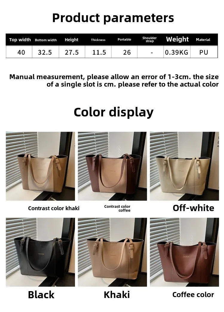 Retro Minimalist Large Capacity Commuter Bag Women's Winter New Fashion Handbag Shoulder Bag Tote Bag Soft Polyester Lining