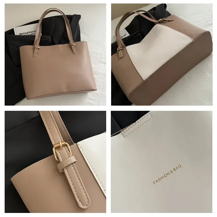 Retro Minimalist Large Capacity Commuter Bag Women's Winter New Fashion Handbag Shoulder Bag Tote Bag Soft Polyester Lining