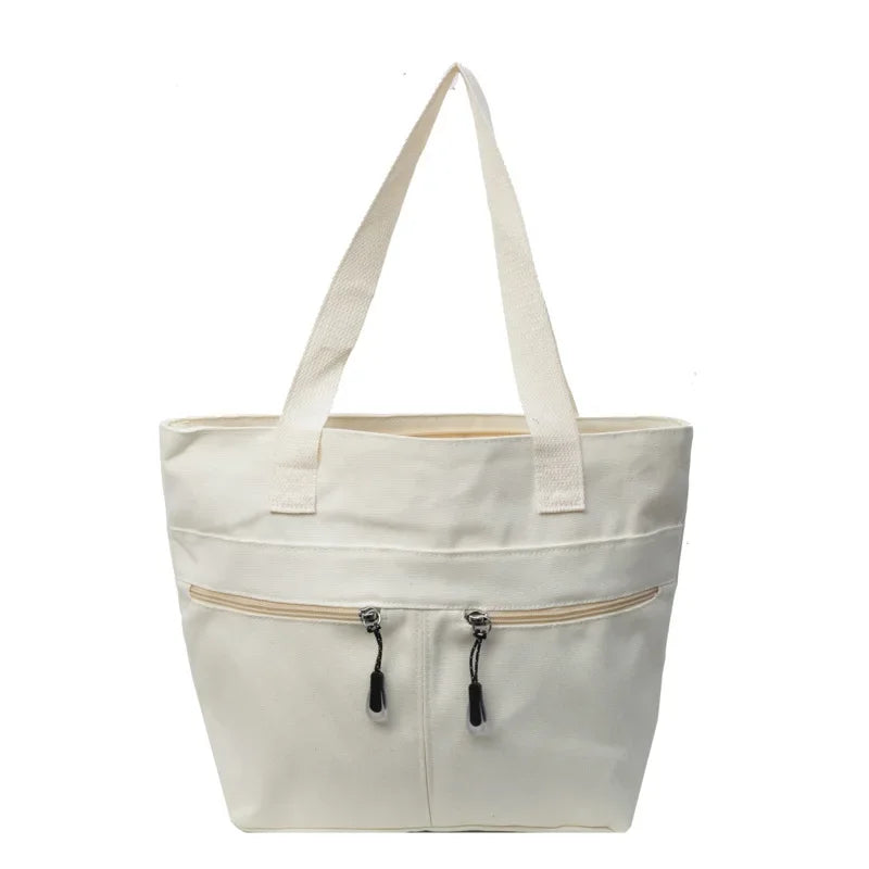 Women's Casual Canvas Shoulder Bag Multi-Pocket Vintage Forest System Practical Large Capacity Tote Bag Bucket Shape Zipper