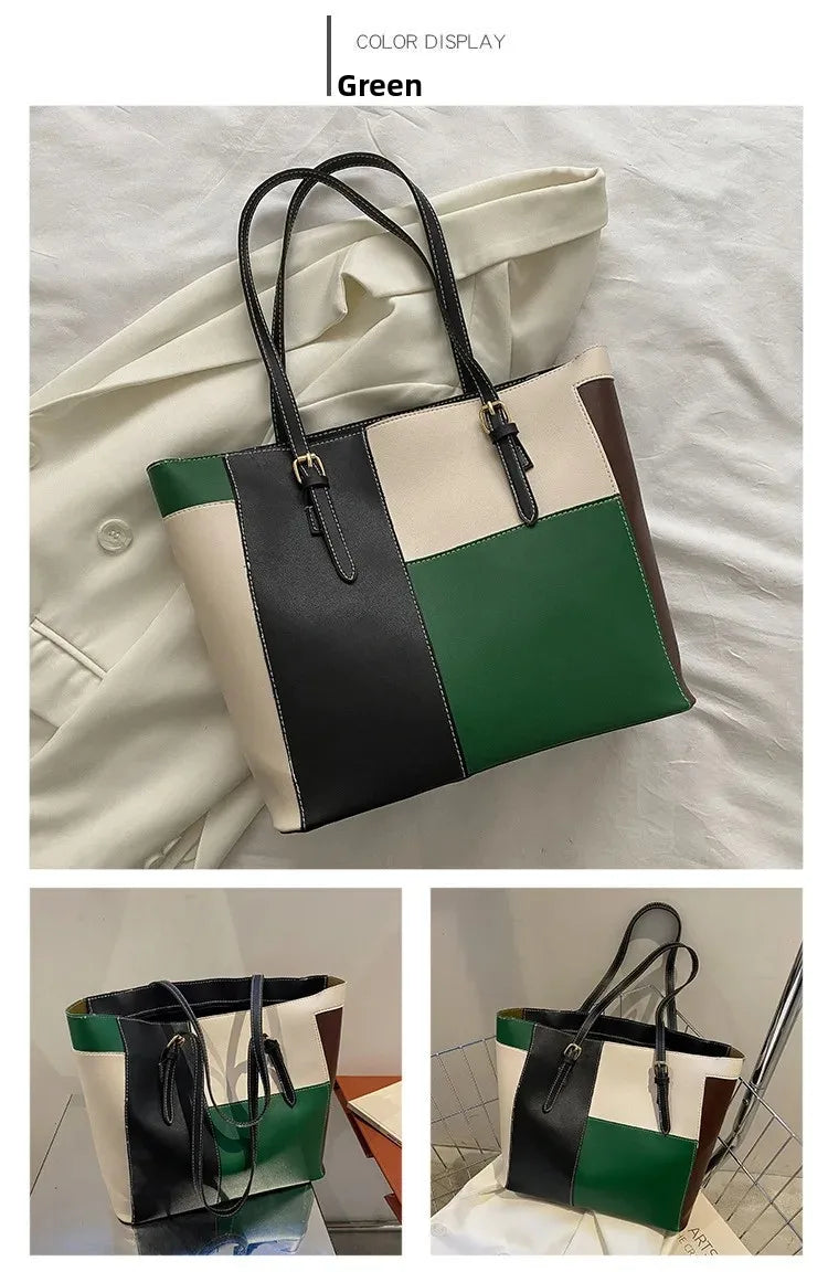 Casual Candy Color Spliced Women's Shoulder Bag Soft Surface Single Shoulder Bag Simple Handheld Bag Hip Hop Style Square Shape