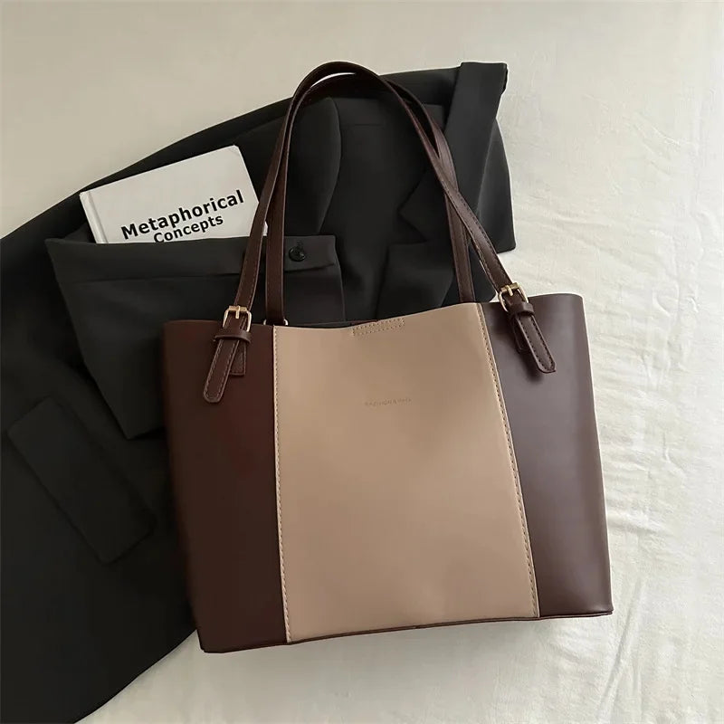 Retro Minimalist Large Capacity Commuter Bag Women's Winter New Fashion Handbag Shoulder Bag Tote Bag Soft Polyester Lining
