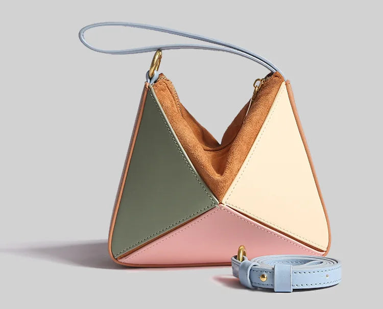 Turkey Style Designer Fold Trianglewomen's Handbag Winter Patchwork Candy Color Versatile Unique Leisure Female Bags