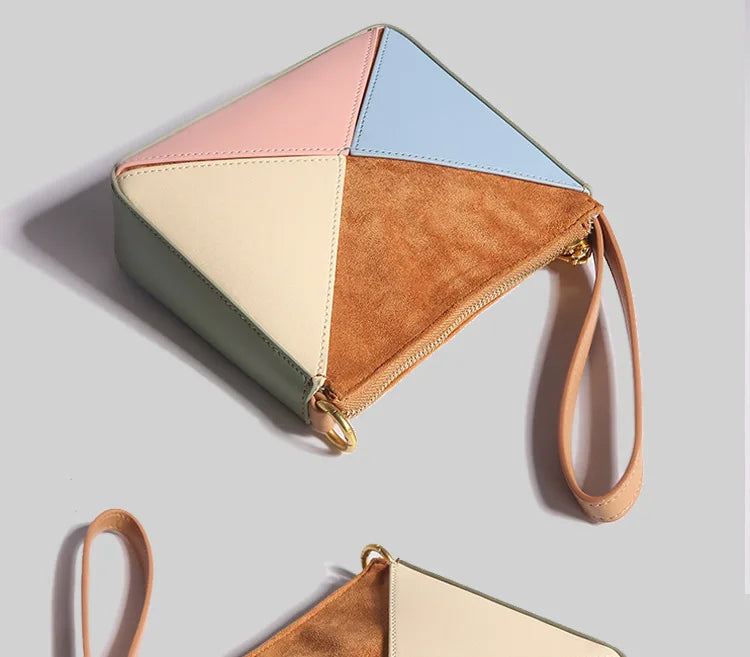 Turkey Style Designer Fold Trianglewomen's Handbag Winter Patchwork Candy Color Versatile Unique Leisure Female Bags