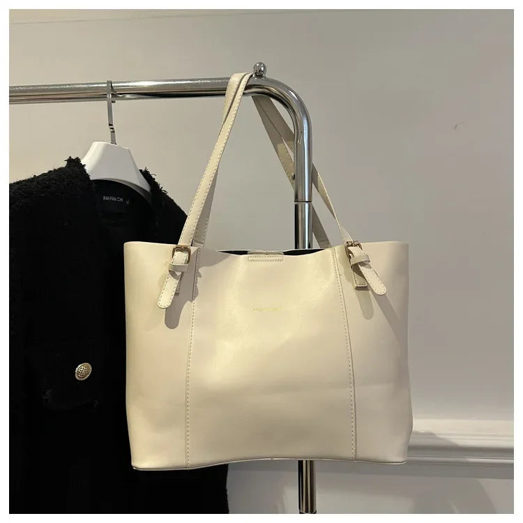 Retro Minimalist Large Capacity Commuter Bag Women's Winter New Fashion Handbag Shoulder Bag Tote Bag Soft Polyester Lining