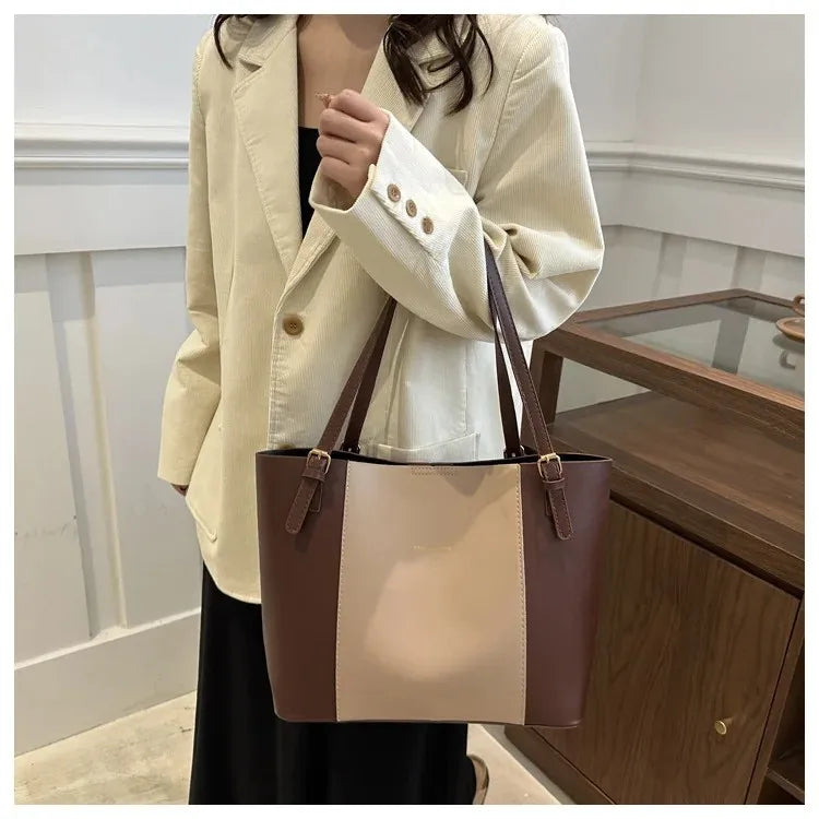 Retro Minimalist Large Capacity Commuter Bag Women's Winter New Fashion Handbag Shoulder Bag Tote Bag Soft Polyester Lining
