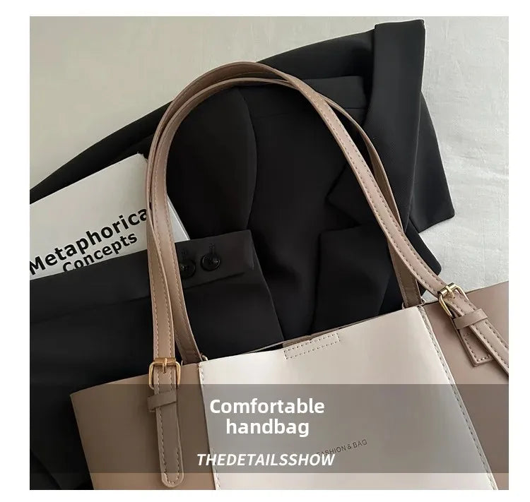 Retro Minimalist Large Capacity Commuter Bag Women's Winter New Fashion Handbag Shoulder Bag Tote Bag Soft Polyester Lining