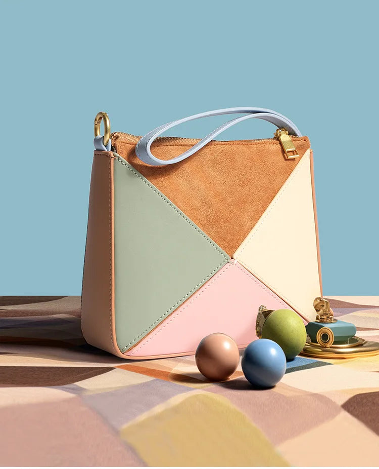 Turkey Style Designer Fold Trianglewomen's Handbag Winter Patchwork Candy Color Versatile Unique Leisure Female Bags