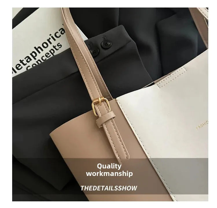 Retro Minimalist Large Capacity Commuter Bag Women's Winter New Fashion Handbag Shoulder Bag Tote Bag Soft Polyester Lining